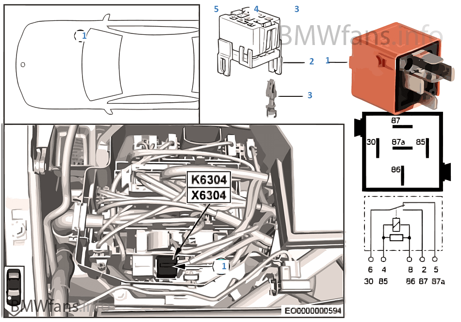 Secondary air injection pump relay K6304 BMW 3' E90 320i N46 China