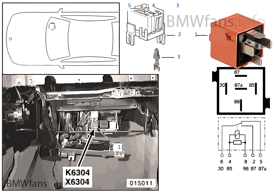 Secondary air injection pump relay K6304 BMW 5' E39 520i M52 Europe