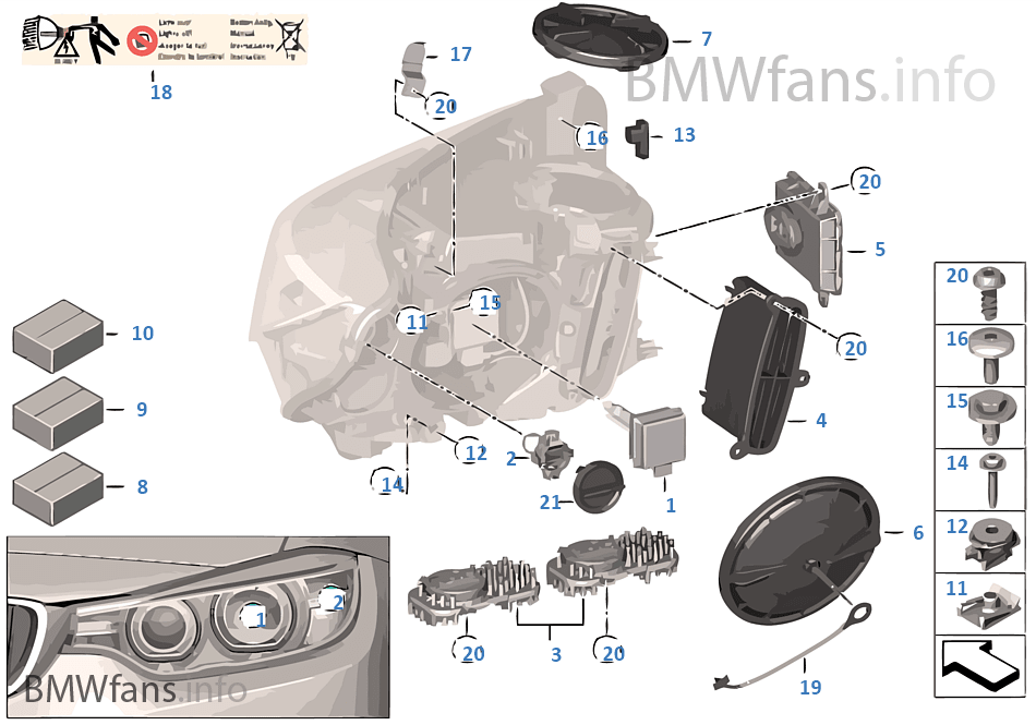 Single parts, xenon headlight | BMW 4' F32 435i N55 Europe