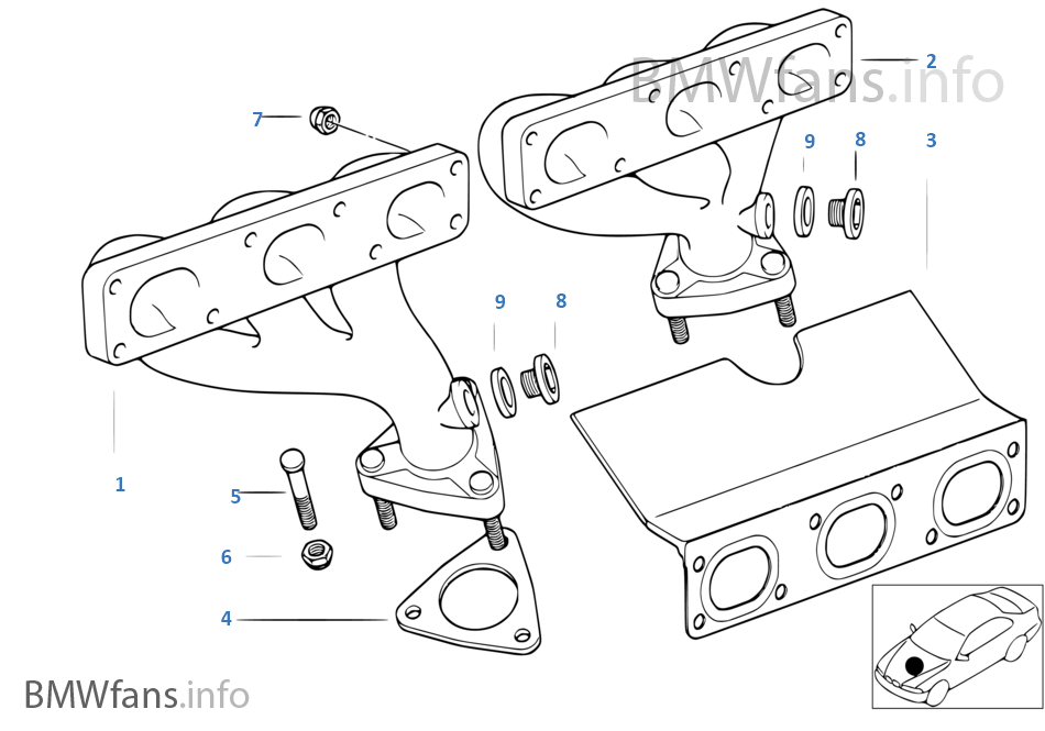 Exhaust manifold BMW 3' E46 328i M52 Europe