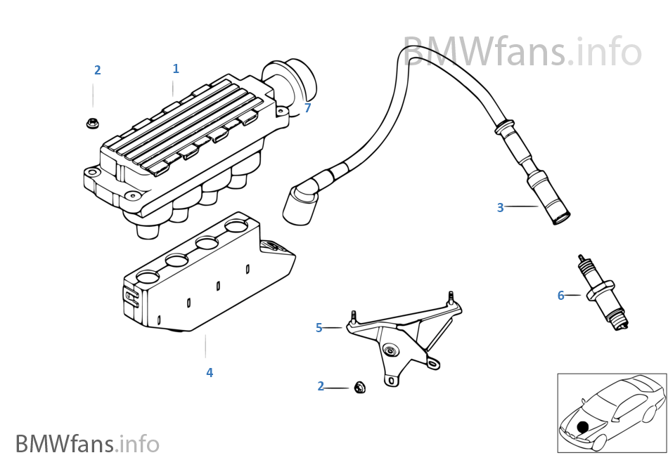 Ignition coil/spark plug BMW 3' E46 318i M43 Europe