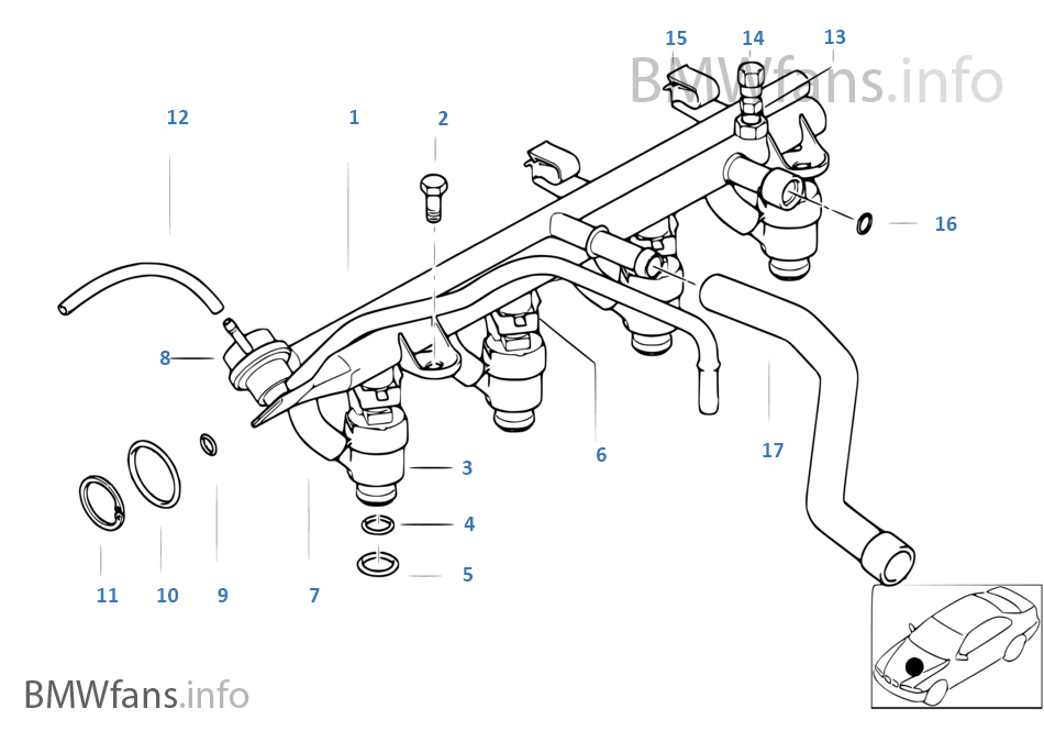 Fuel injection system/Injection valve BMW 3' E46 318i M43 Europe