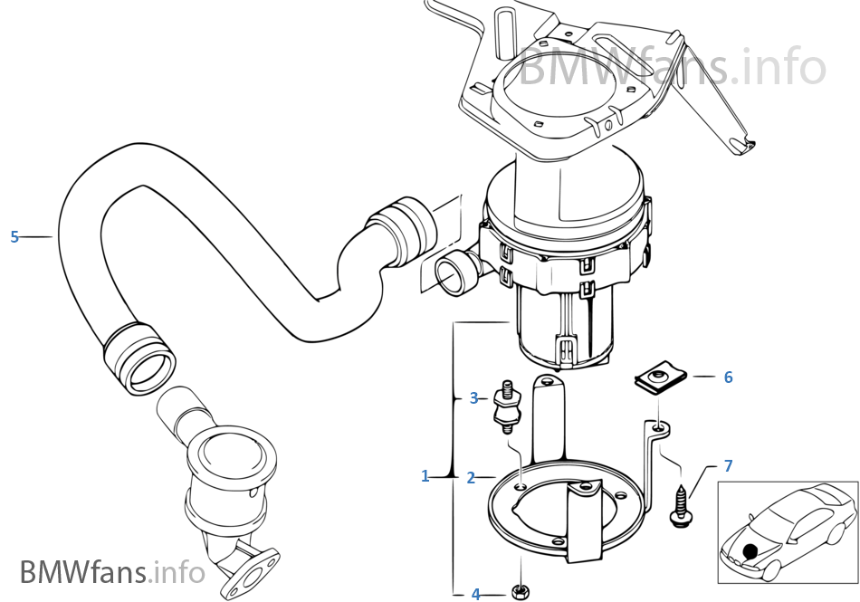 Emission controlair pump BMW 5' E39 528i M52 Europe
