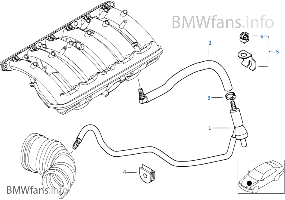 Vacuum control — engine BMW 3' E46 323Ci M52 Europe