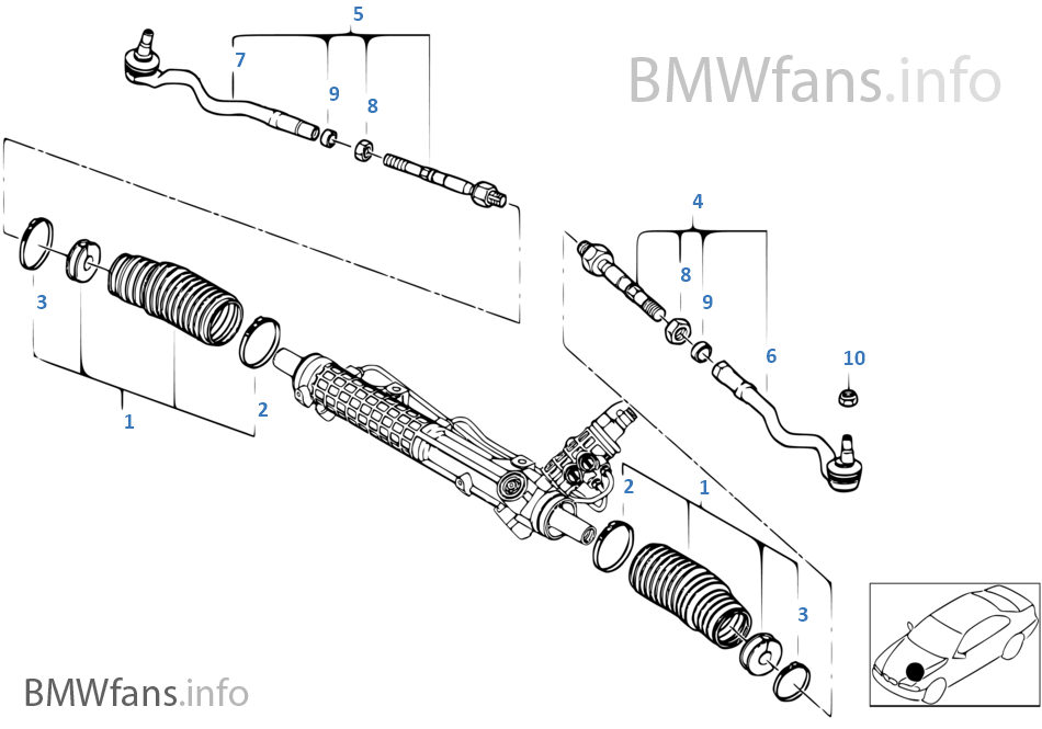 Steering linkage/tie rods BMW 3' E46 320d M47N Europe