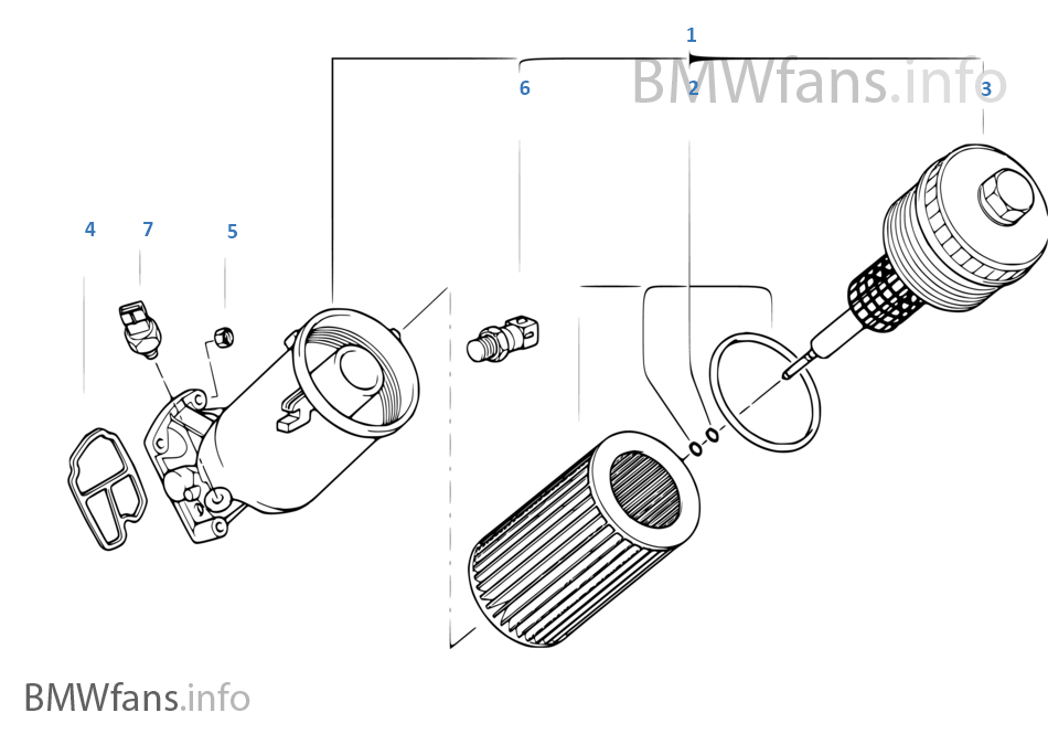 Lubrication systemOil filter BMW 5' E34 525td M51 Europe