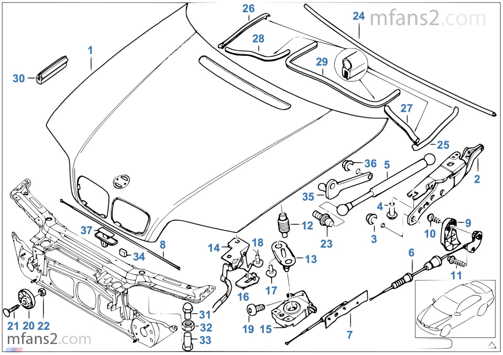 엔진후드/설치부품 BMW 3' E46 M3 S54 유럽