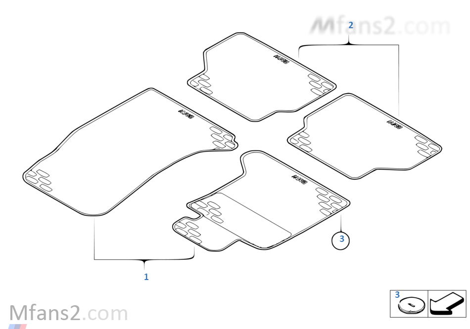Floor mat, rubber BMW 5' E60 M5 S85 Europe