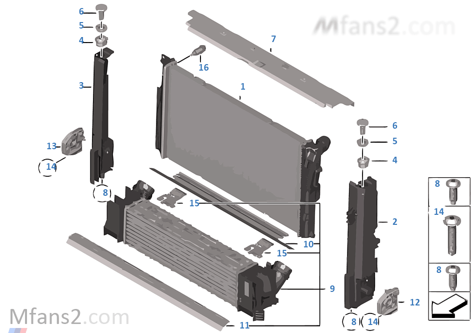 Cooling system — radiator / addon parts BMW 1' F21 M135i N55 Europe