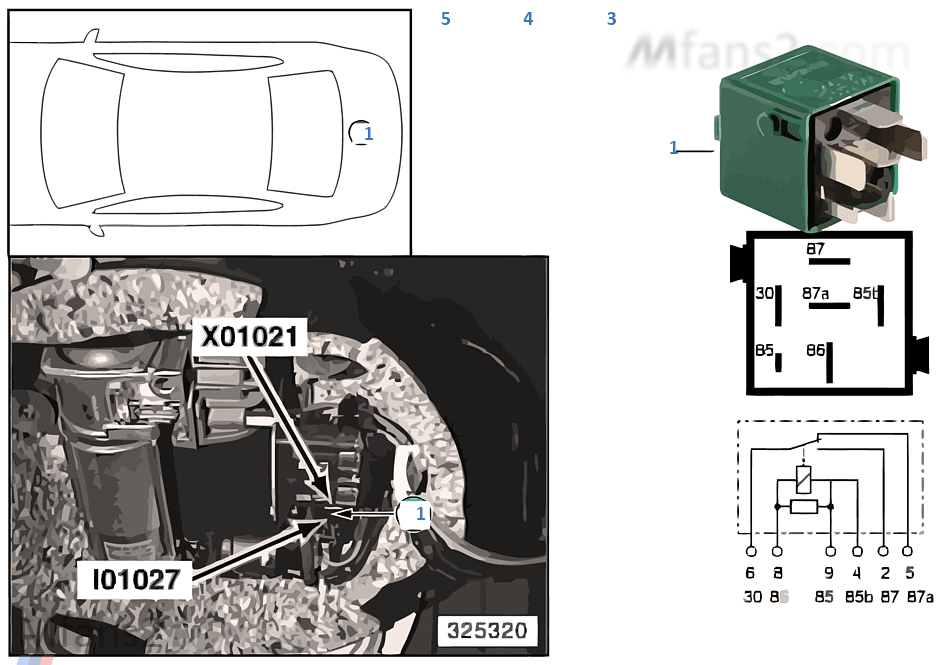 Relais Kompressorpumpe I01027 BMW 5' E39 M5 S62 Europa