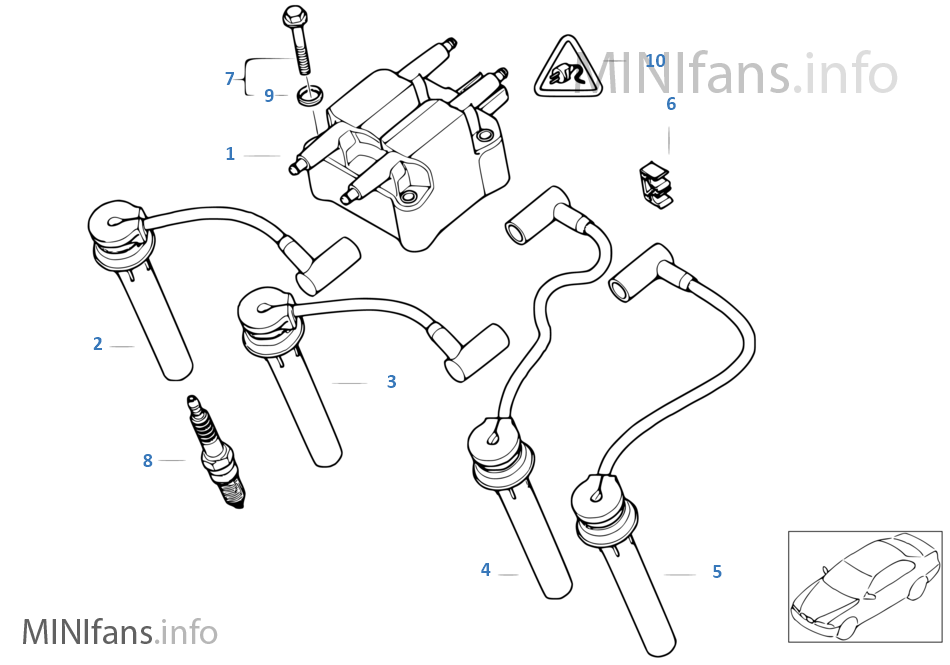 SPARK PLUG/IGNITION WIRE/IGNITION COIL Mini MINI R50 Cooper W10 Europe