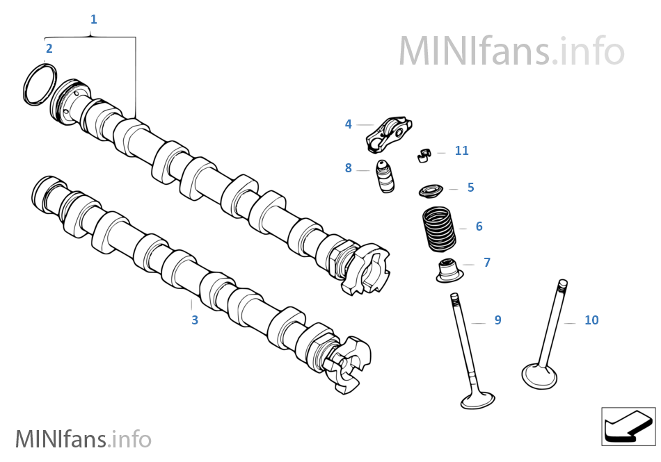 Valve timing gear camshaft/valves Mini MINI R56 Cooper S N14 Europe
