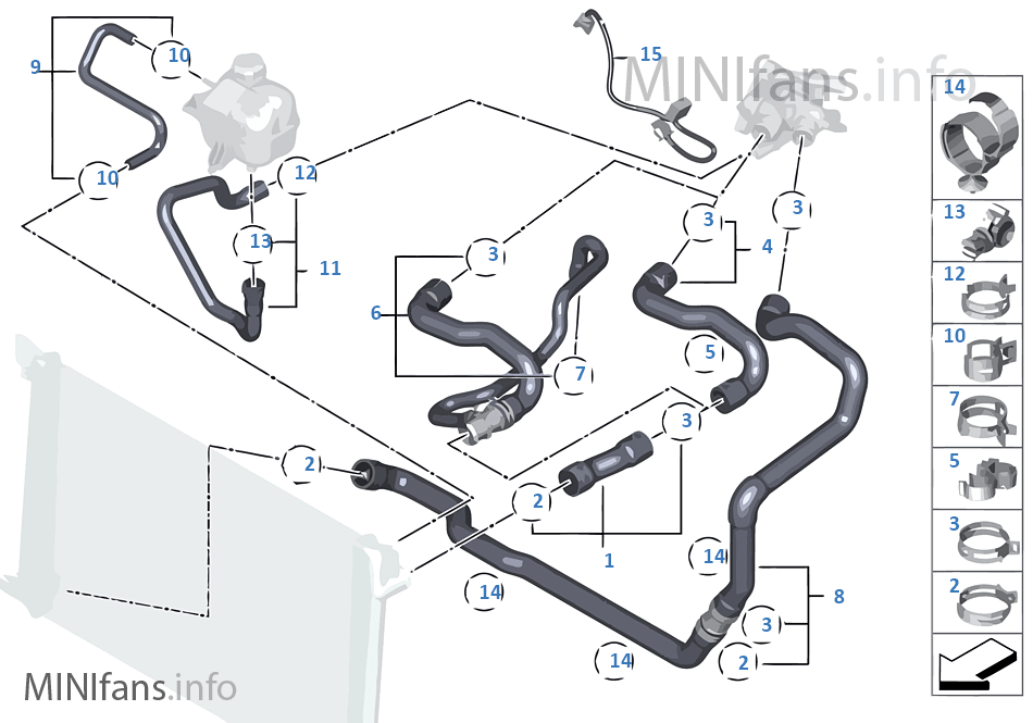 Cooling System Water Hoses Mini MINI R56 One N12 Europe