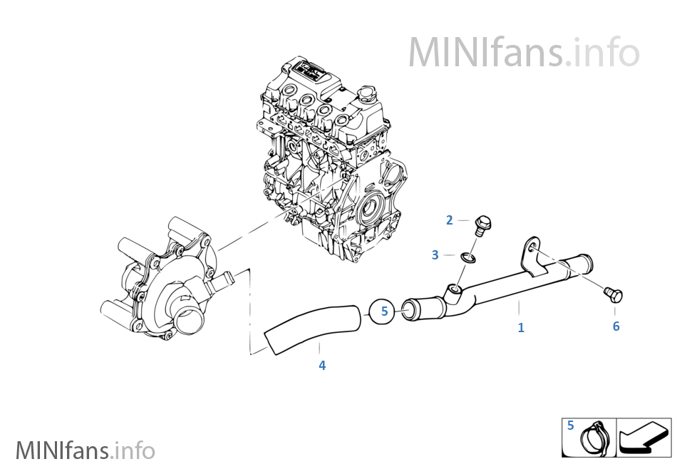 Cooling System Water Hoses Mini MINI R53 Cooper S W11 Europe