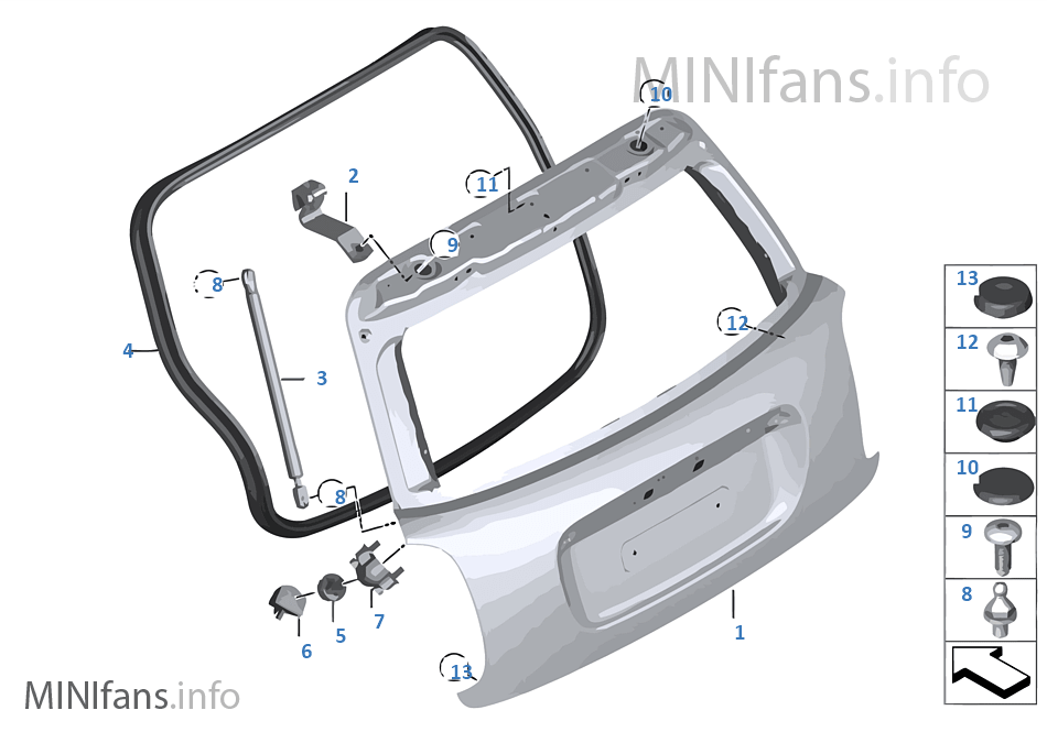트렁크 리드 Mini MINI F55 One D B37 유럽