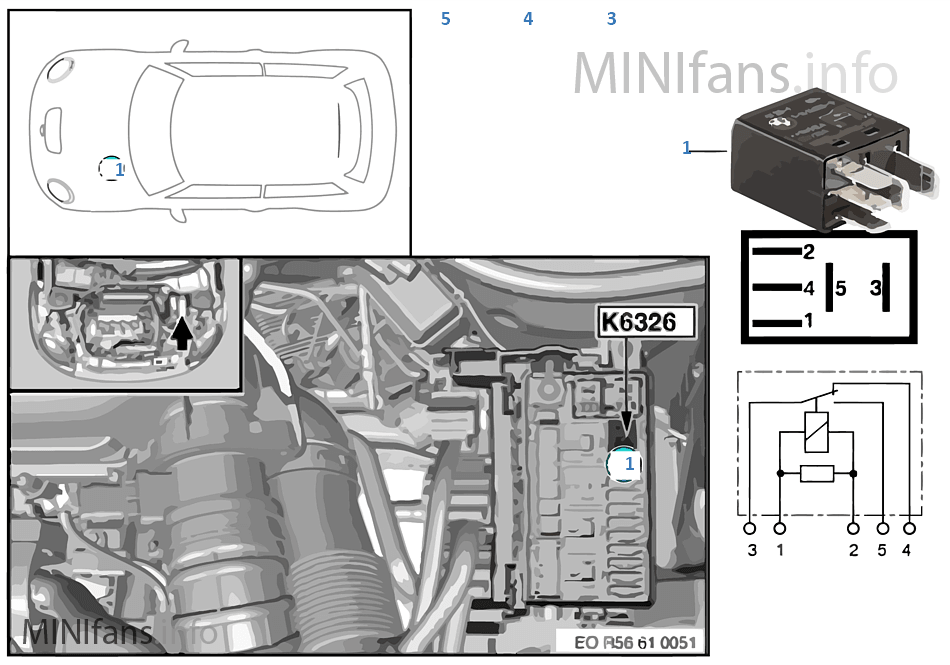 Relais de délestage borne 15 K6326 Mini MINI Countryman R60 Cooper S