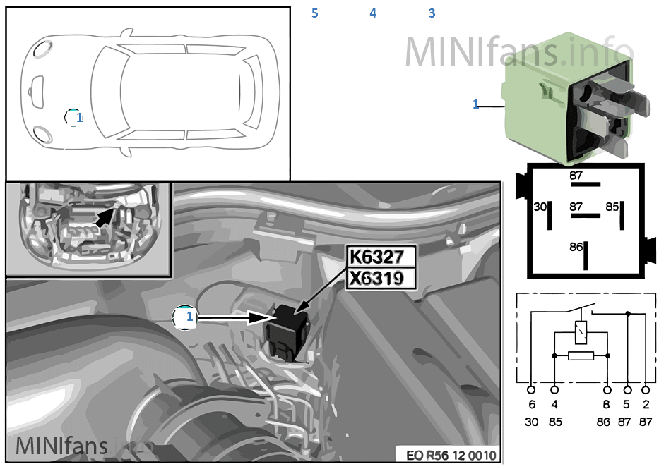 Relay for injectors K6327 Mini MINI R56 Cooper S N14 Europe
