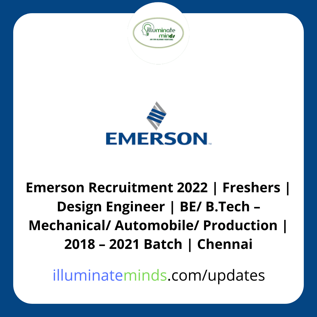Emerson Recruitment 2022 Freshers Design Engineer BE/ B.Tech