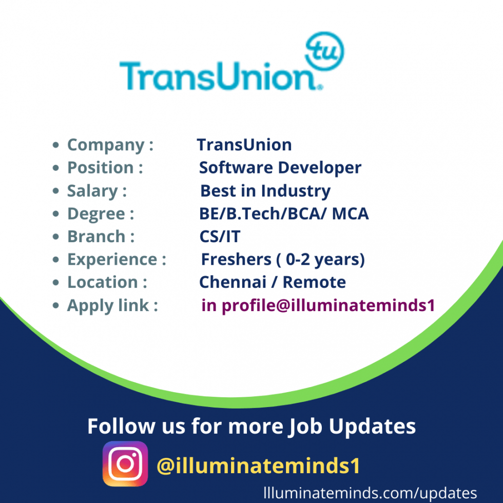 TransUnion Off Campus Drive 2021 Hiring freshers as Software Developer
