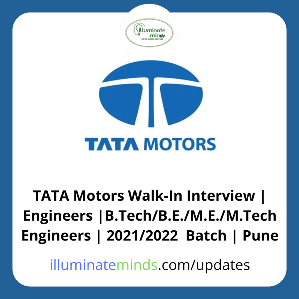 TATA Motors WalkIn Interview Engineers B.Tech/B.E./M.E./M.Tech