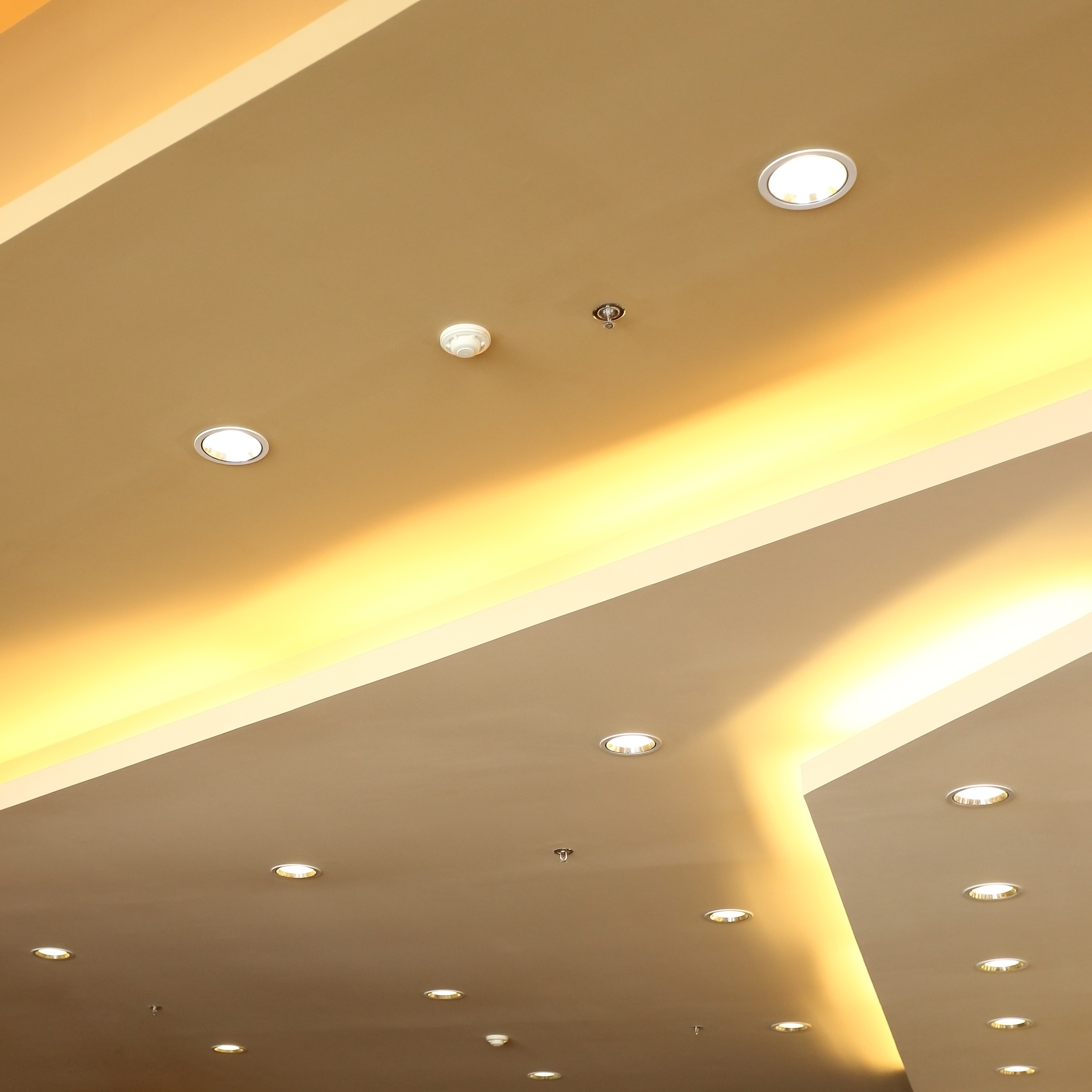 interior of light on ceiling modern design with sprinkler fire s
