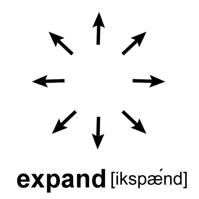 【イラスト】expandの意味、読み方 | イラストと語呂合わせで覚える英単語