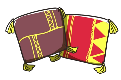 枕やクッションのアソート カラー イラスト のイラスト素材・ベクタ - . Image 42512703. アジアン柄クッションのイラスト - 無料イラストのImt 商用Ok、加工Ok