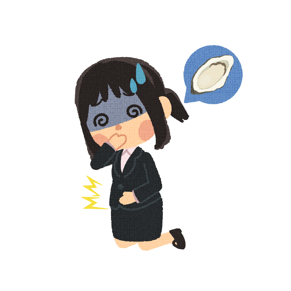 Woman with food poisoning from oysters illust world