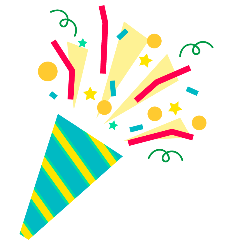 割れたくす玉と「祝おめでとう」文字イラスト | フリー素材 イラストミント お祝い のタグのイラスト | 無料のフリー素材 イラストエイト - 5