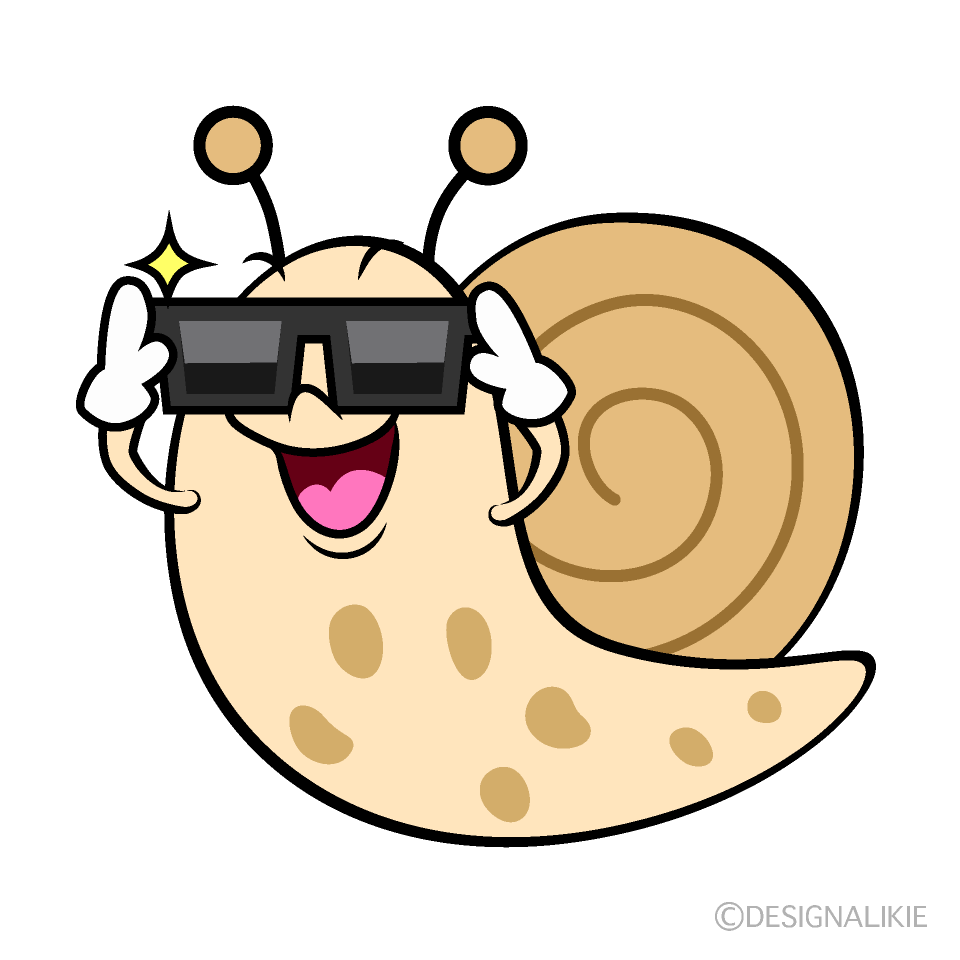 梅雨・動物・生き物】かたつむりさんのかわいいフリーイラスト | フタバのフリーイラスト かわいいサングラスのカタツムリのイラスト素材｜Illustcute