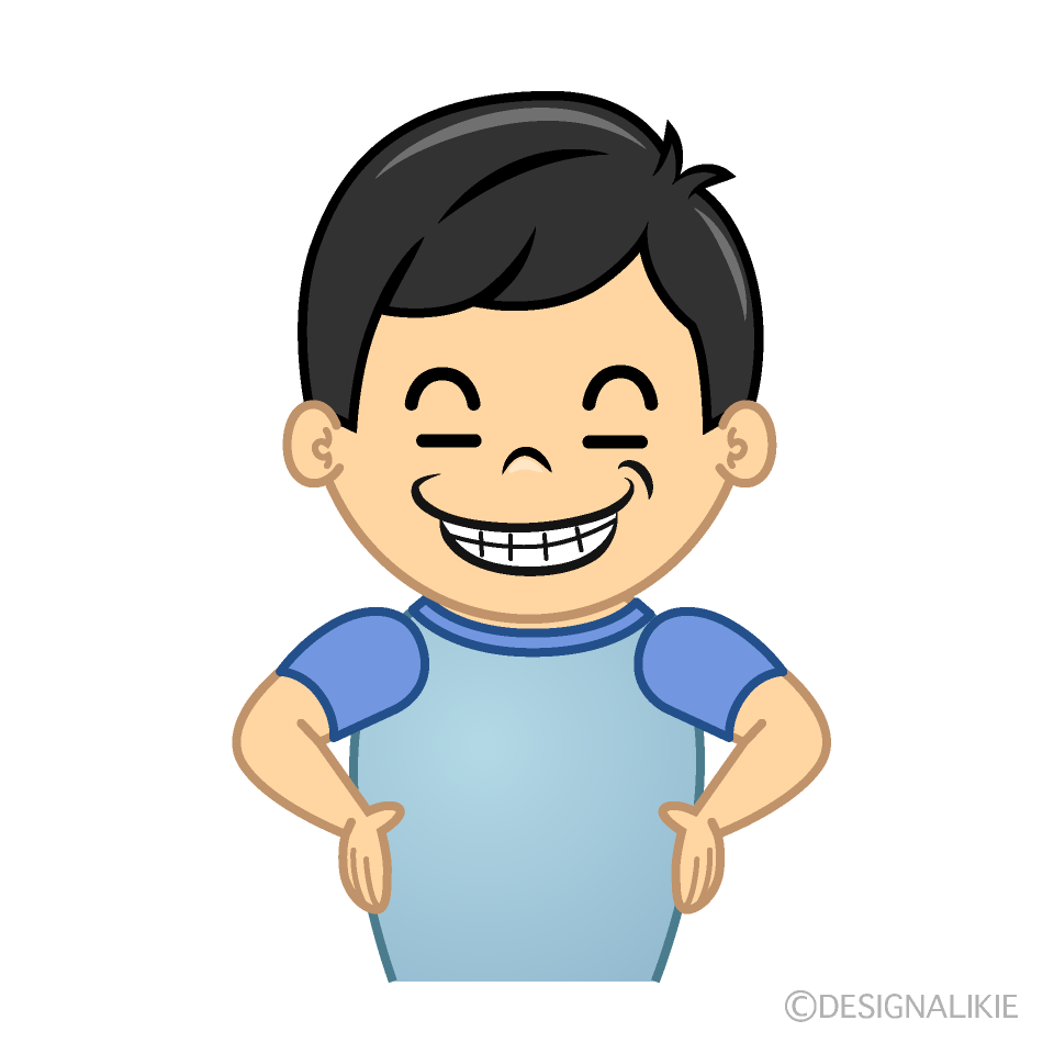 ニヤリ顔のお父さんイラストのフリー素材｜イラストイメージ かわいいニヤリと笑う男の子どものイラスト素材｜Illustcute
