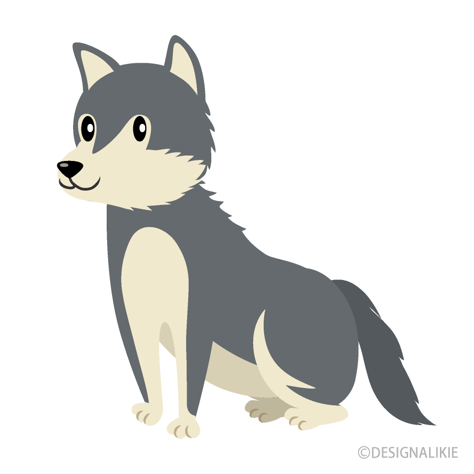 狼のキャラクター | かわいいフリー素材集 いらすとや お座りしたオオカミイラストのフリー素材｜イラストイメージ