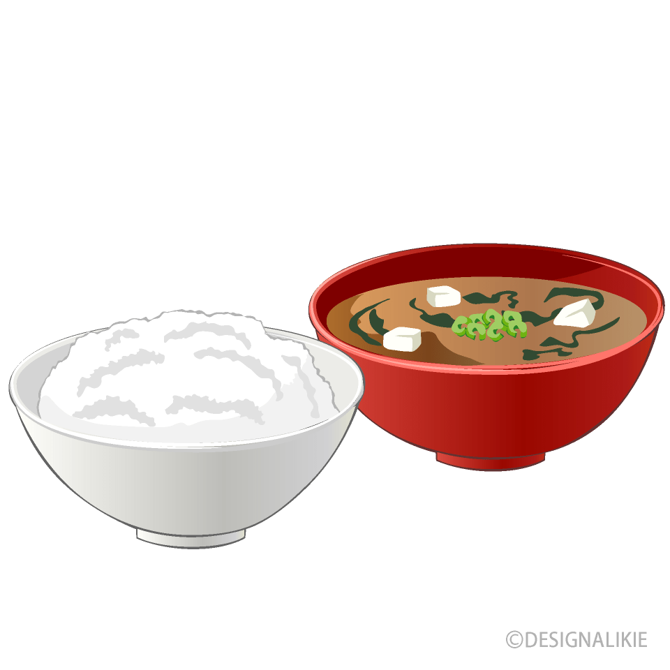 色塗りできるお味噌汁のイラスト|ぬれよん-ぬれるフリーイラスト ご飯と味噌汁イラストのフリー素材｜イラストイメージ