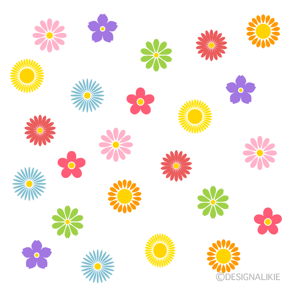 一面のかわいい花柄イラストのフリー素材|イラストイメージ