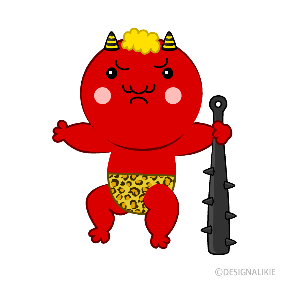無料イラスト 金棒を持ったかわいい赤鬼 かわいい赤鬼キャライラストのフリー素材｜イラストイメージ