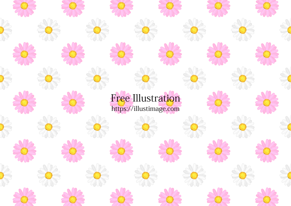 マーガレットのイラスト・画像No.21『壁紙：マーガレット』／無料のフリー素材集【百花繚乱】 マーガレット花柄の壁紙イラストのフリー素材｜イラストイメージ