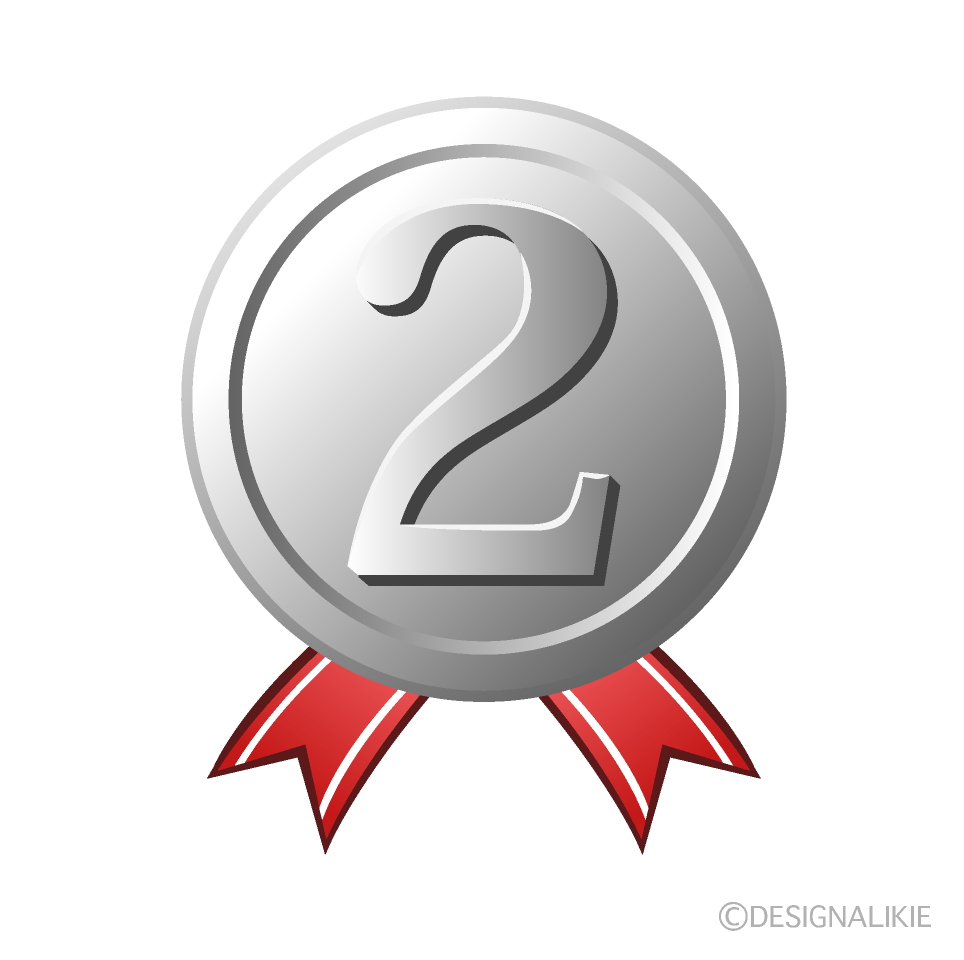 銀メダルのイラスト | 無料のフリー素材 イラストエイト 2位の銀メダルイラストのフリー素材｜イラストイメージ