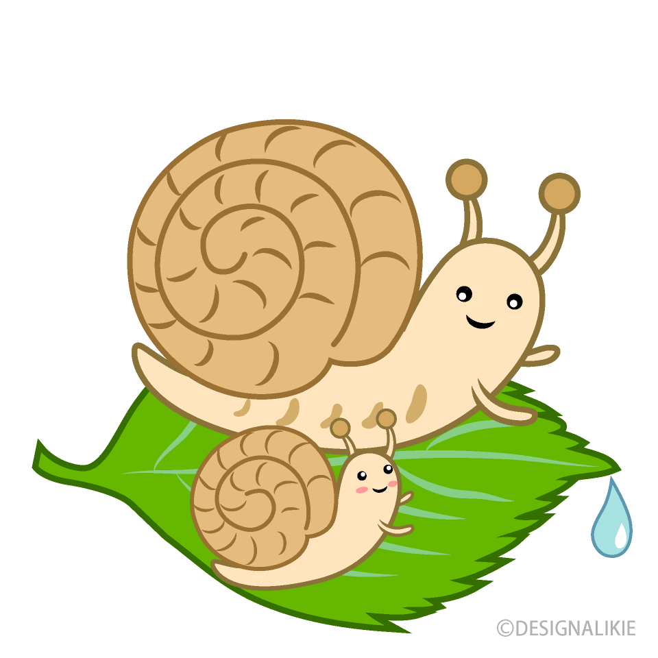 梅雨・動物・生き物】かたつむりさんのかわいいフリーイラスト | フタバのフリーイラスト 可愛いかたつむり親子イラストのフリー素材｜イラストイメージ