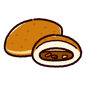 フランスパンイラスト／無料イラストなら「イラストAc」 パンのイラスト（カレーパン） - イラストくん