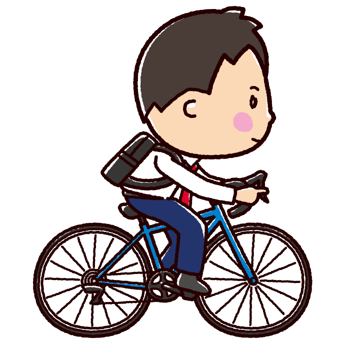 自転車に乗るサラリーマンのイラスト イラストくん