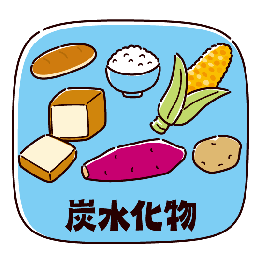 炭水化物を多く含む食品のイラスト（2カット） イラストくん
