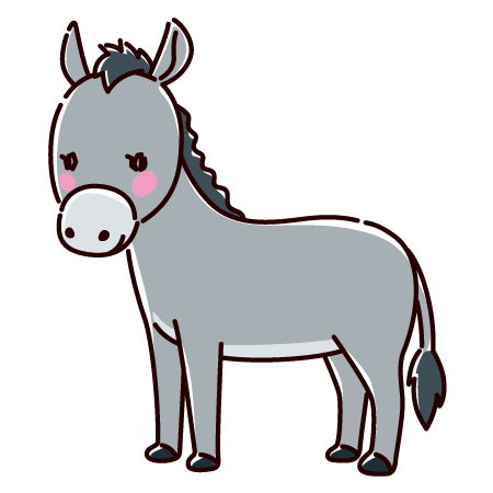 可愛いロバの顔イラストのフリー素材｜イラストイメージ ロバのイラスト（2カラー） - イラストくん