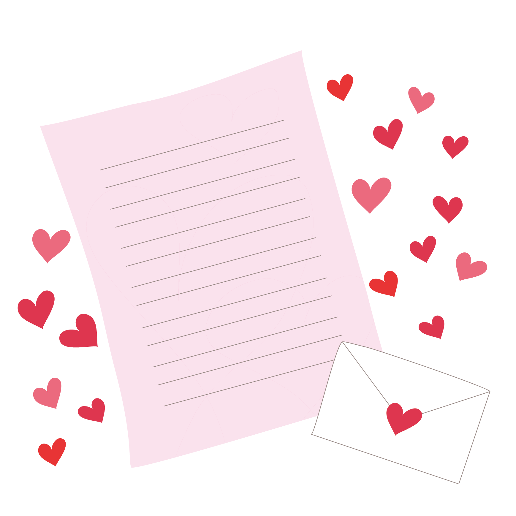 無料イラスト ラブレター ハートがいっぱい！ラブレターのイラスト | 商用フリー(無料)のイラスト素材なら「イラストマンション」