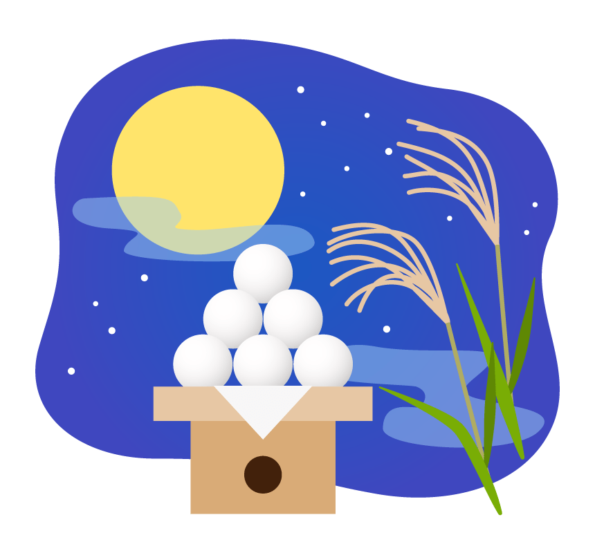 お月見イラスト！十五夜のかわいい無料素材／カラー・白黒 [Web素材] All About 十五夜・満月と月見団子のイラスト | フリー素材 イラストミント