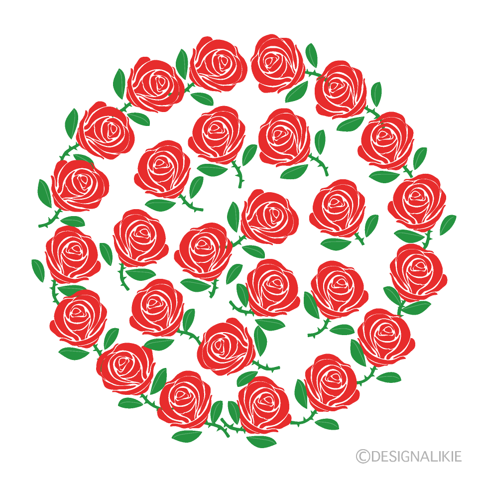 Red Rose Circle Clip Art Free PNG Image｜Illustoon