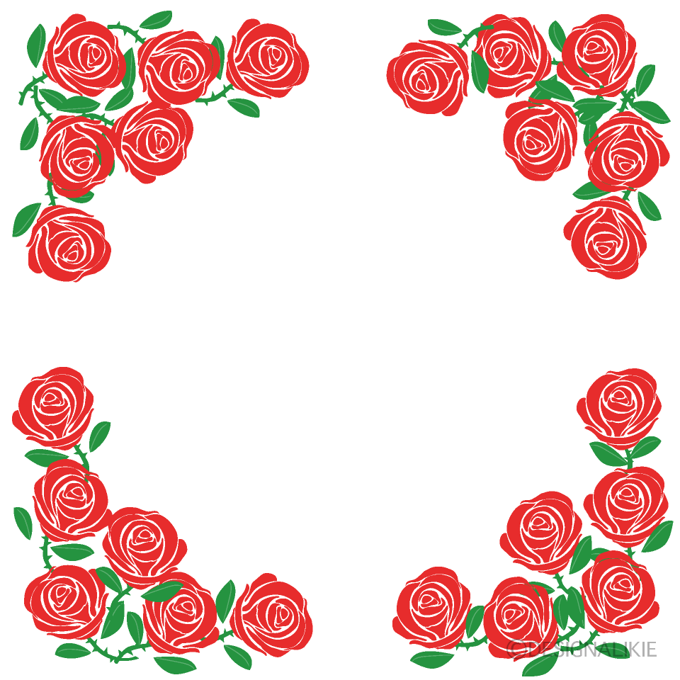 Red Rose Frame Clip Art Free PNG Image｜Illustoon