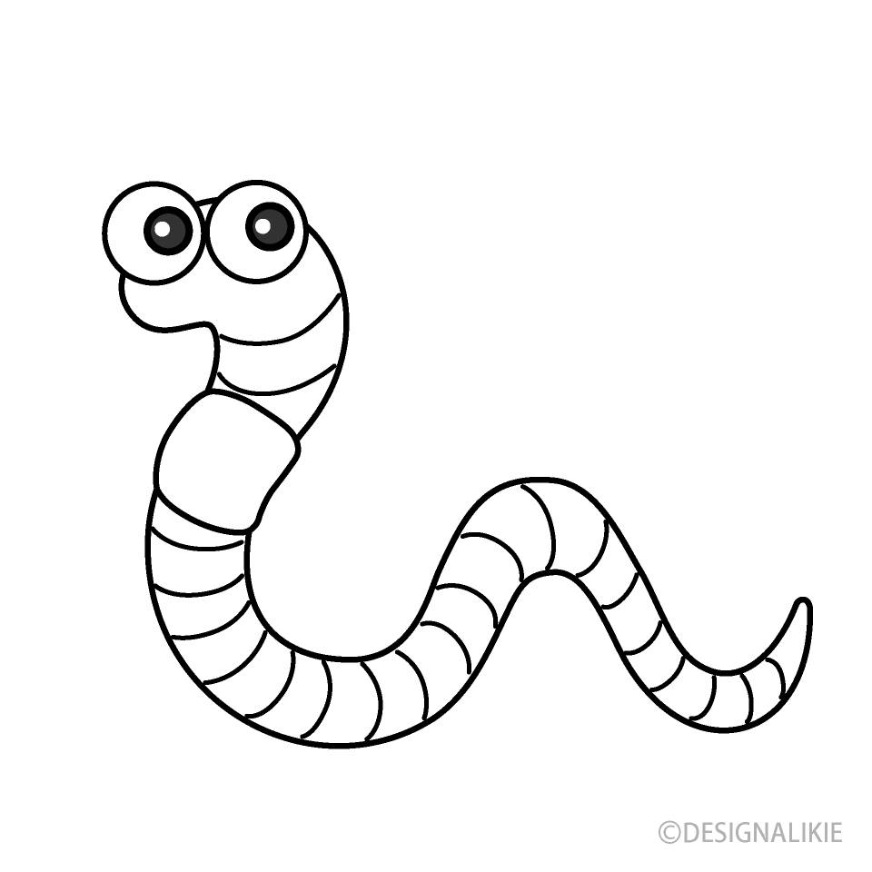 Simple Worm Black and White Free PNG Image｜Illustoon