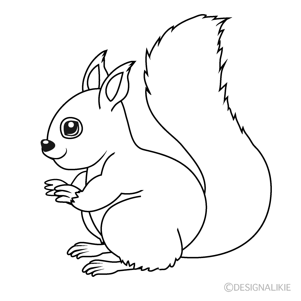 Squirrel Side Black and White Free PNG Image｜Illustoon