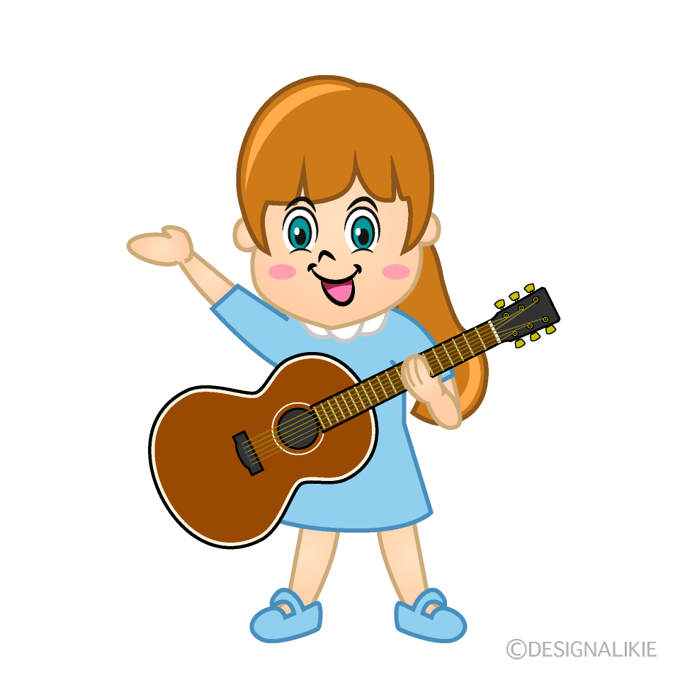 Girl with Guitar Clip Art Free PNG Image｜Illustoon