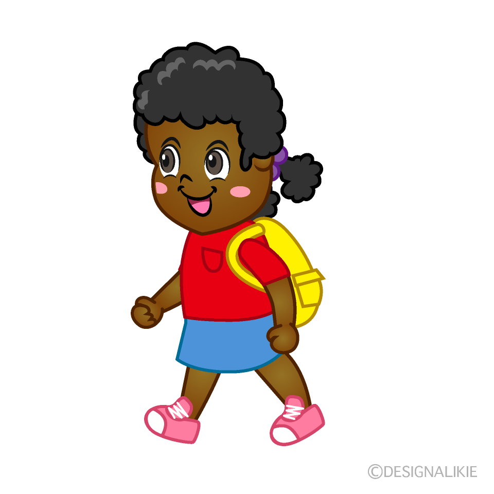 Walking Girl with Bag Cartoon Free PNG Image｜Illustoon